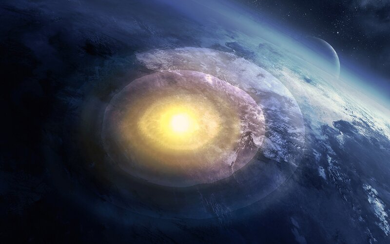 Earth with Glowing Core — Blue