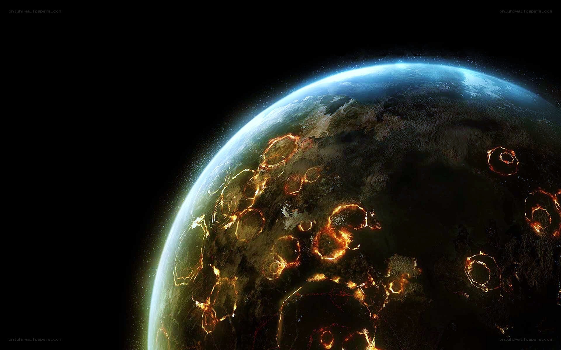 Earth with glowing cracks