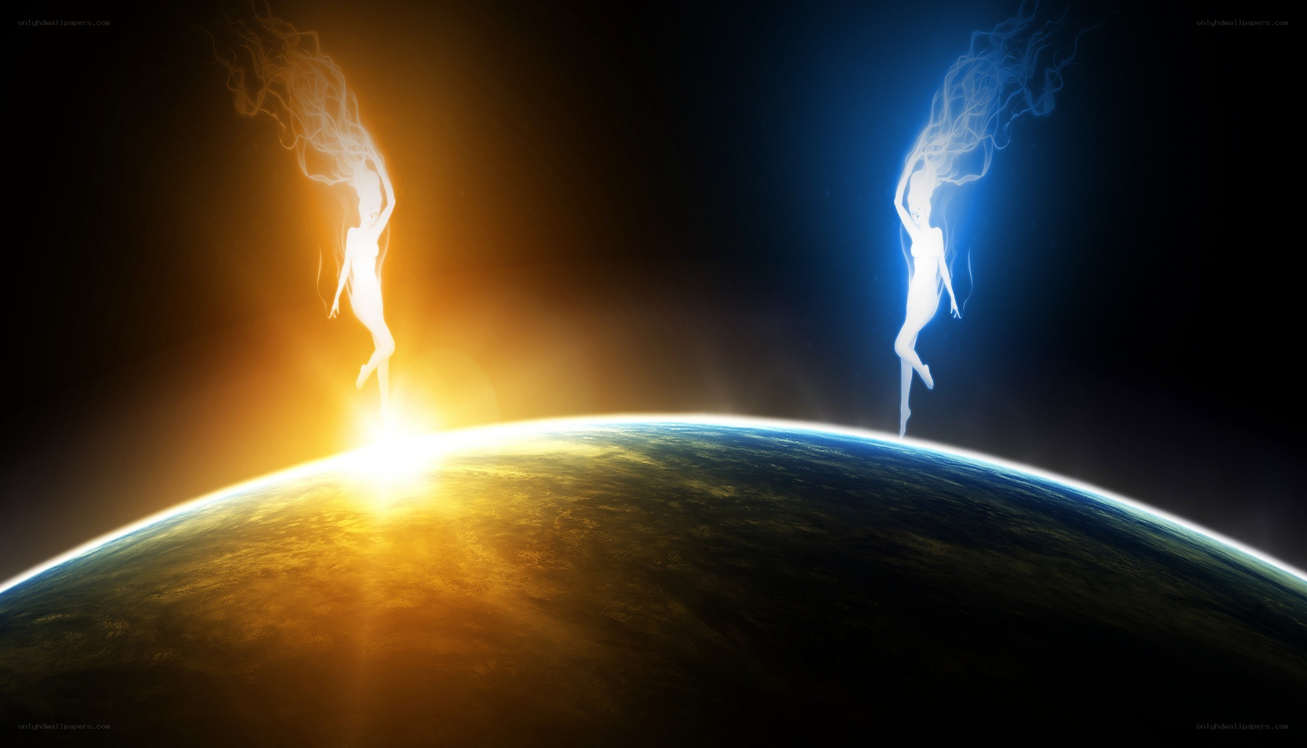 Earth with glowing figures