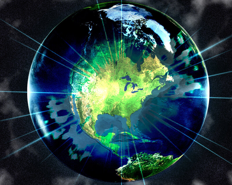 Earth with glowing North America