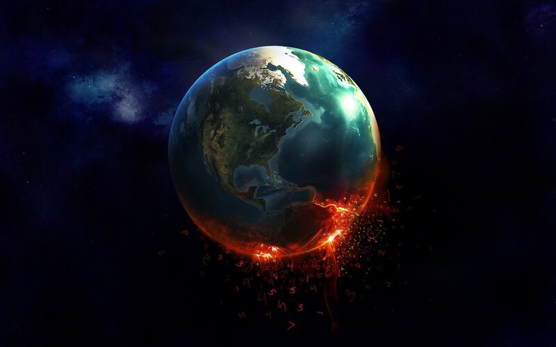 Earth with Glowing Numbers — Blue