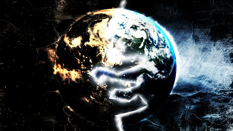 Earth with Glowing Symbol