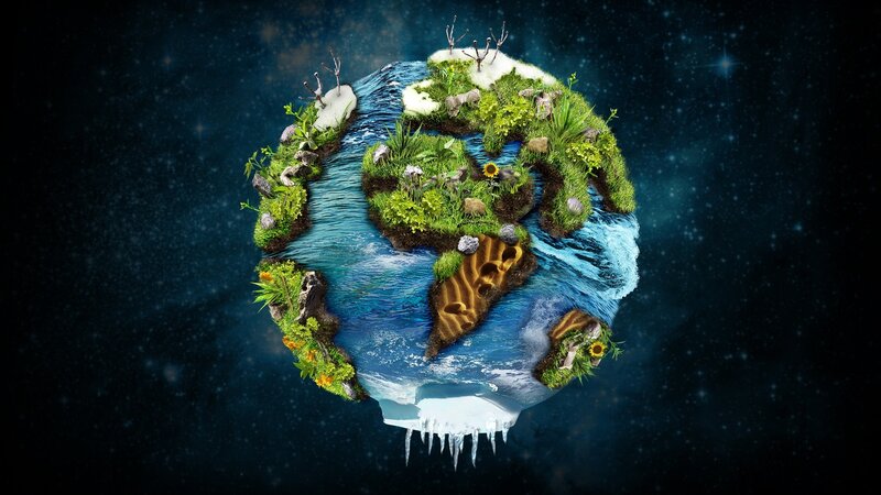 Earth with Green Landmasses — Blue