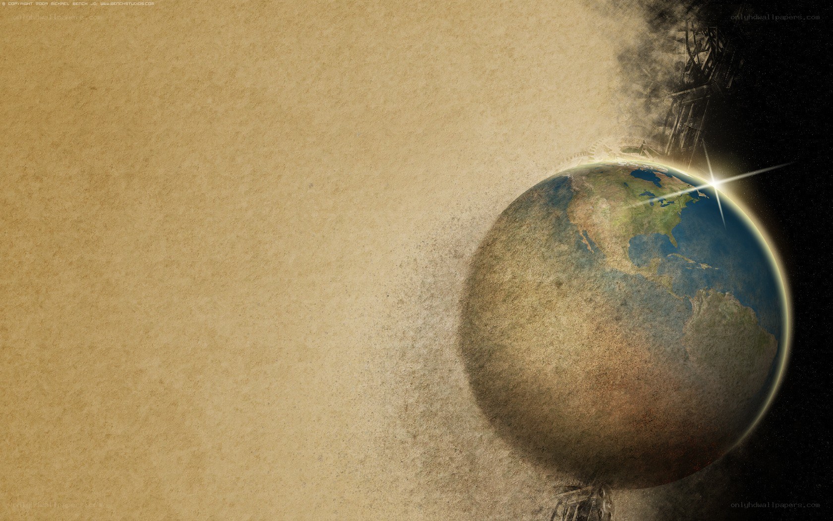 Earth with grunge texture