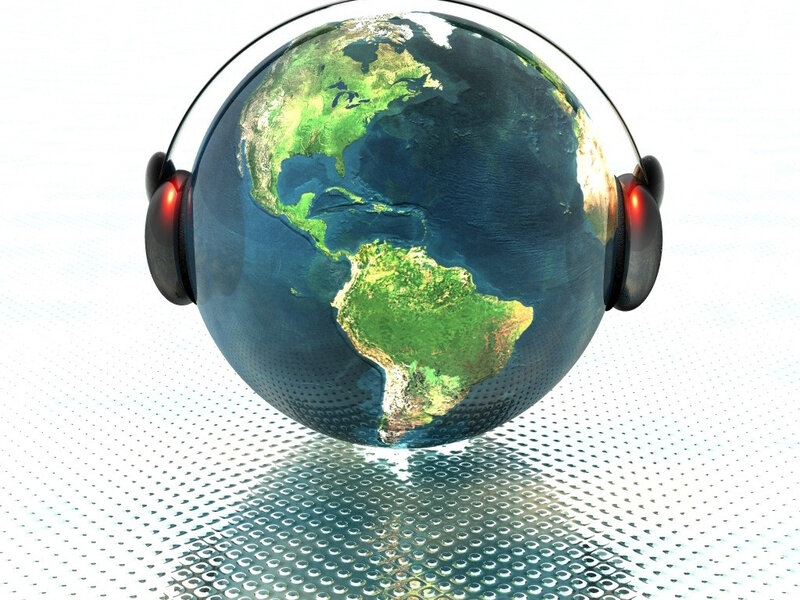 Earth with headphones