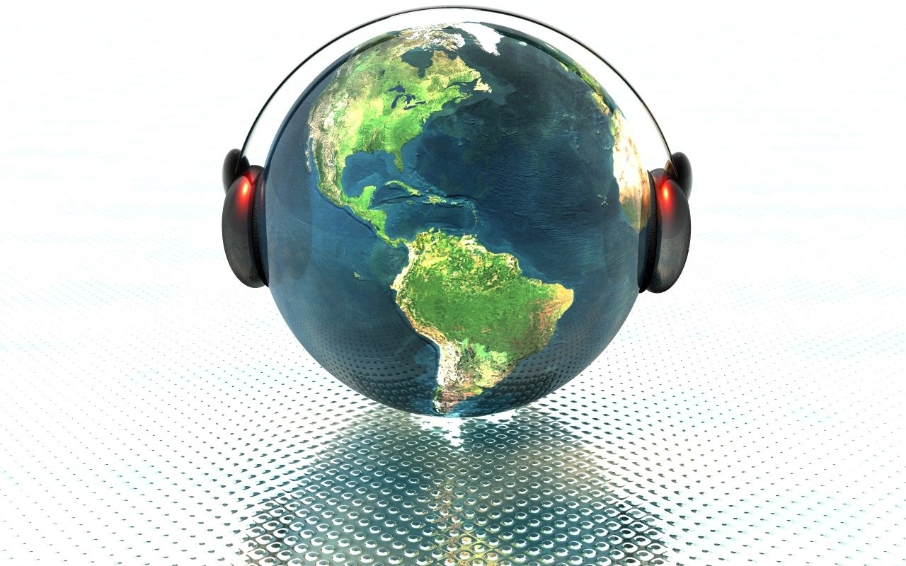 Earth with headphones