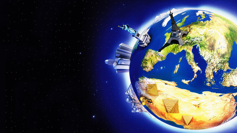 Earth with Landmarks — Blue, Dramatic