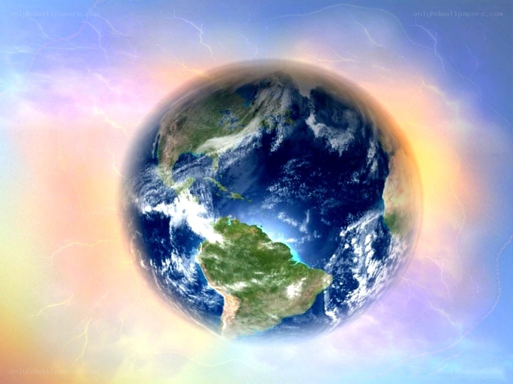 Earth with lightning storm