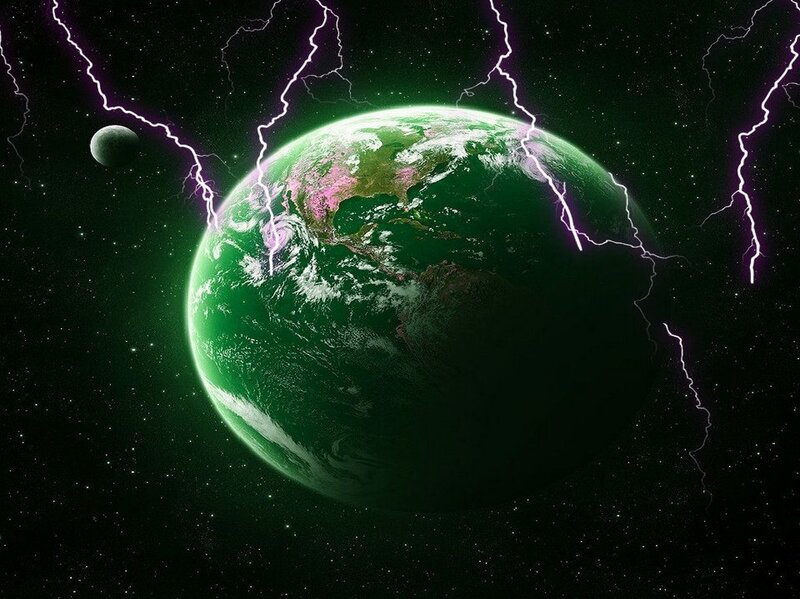 Earth with Lightning
