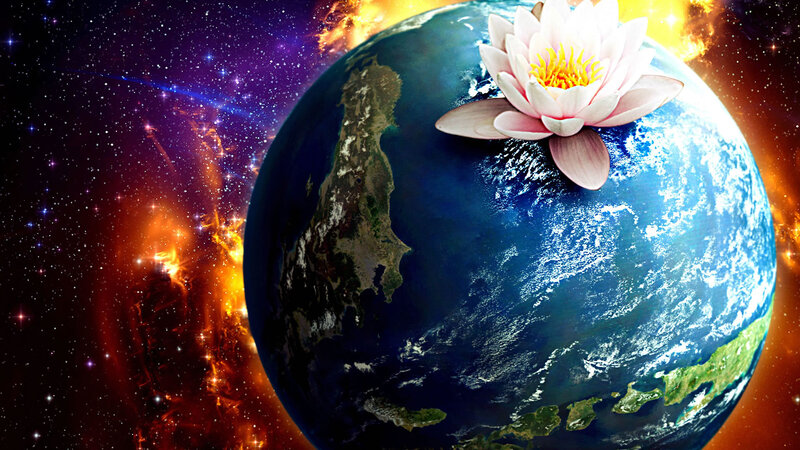Earth with Lotus Flower — Blue