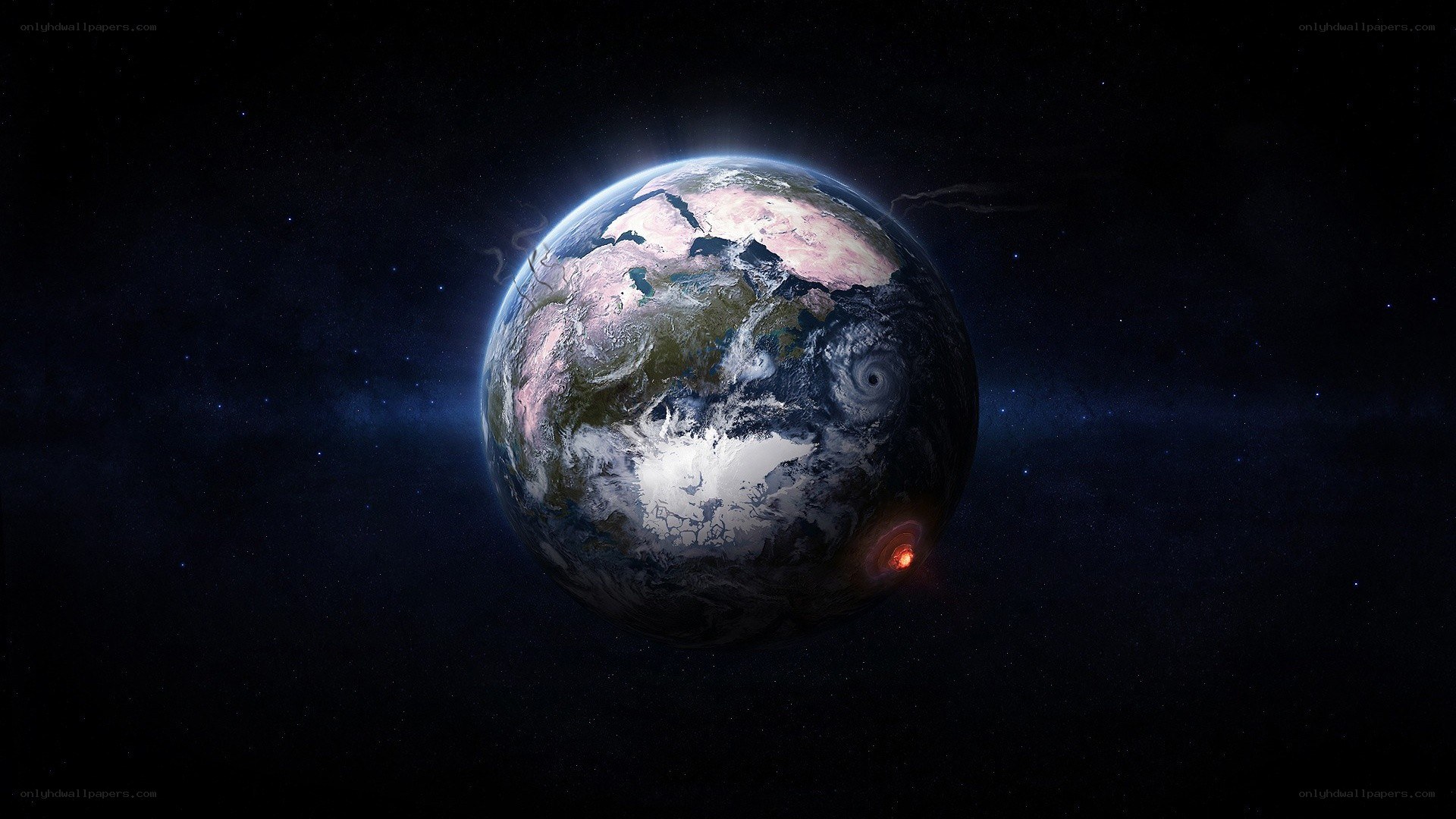 Earth with natural disasters