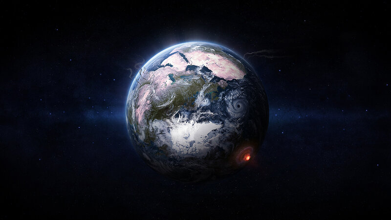 Earth with natural disasters