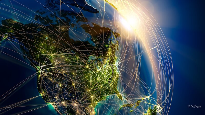 Earth with Network Connections — Blue