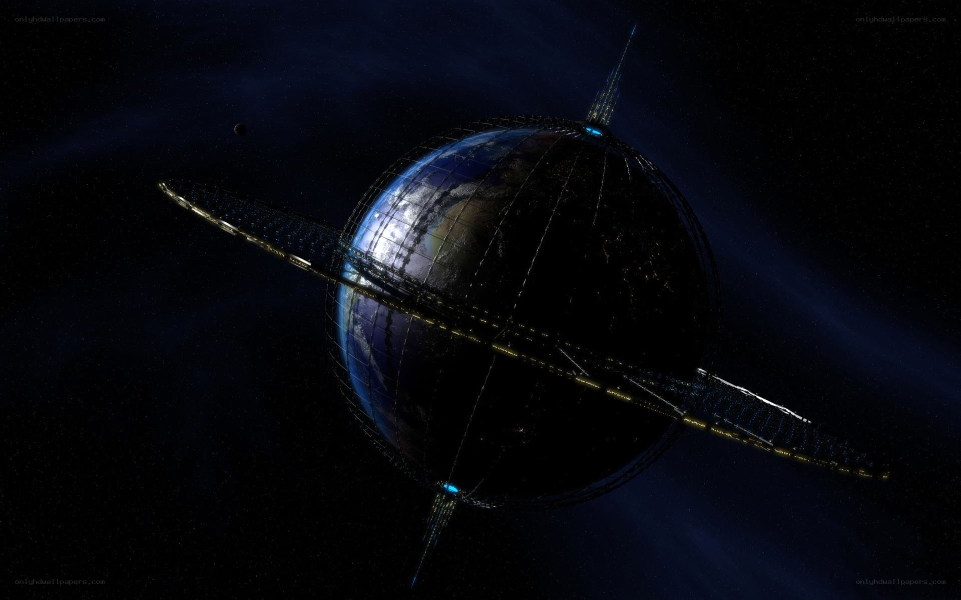 Earth with orbital ring structure