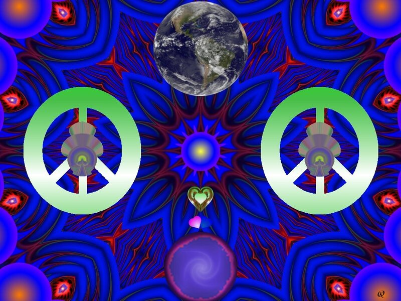 Earth with Peace Symbols