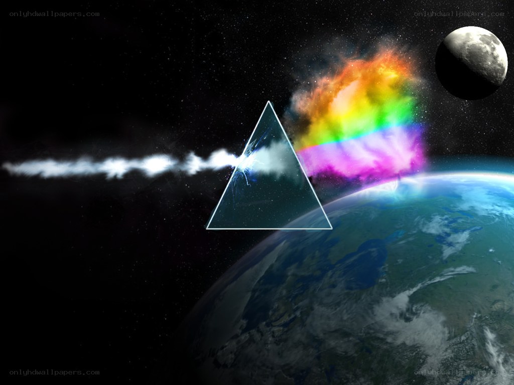 Earth with prism and rainbow