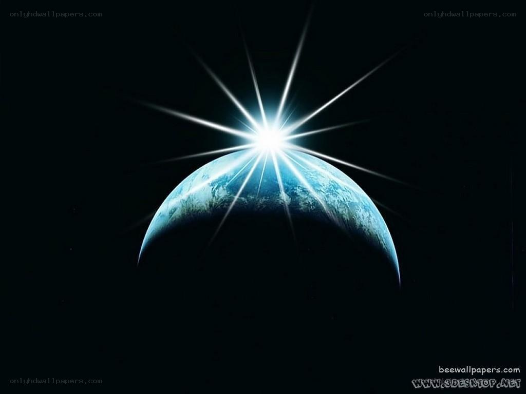 Earth with radiant starburst