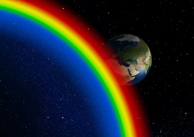 Earth with Rainbow Arc