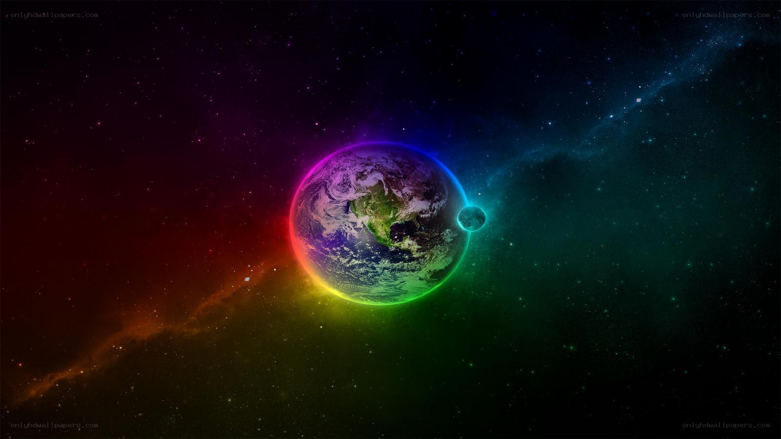 Earth with rainbow aura