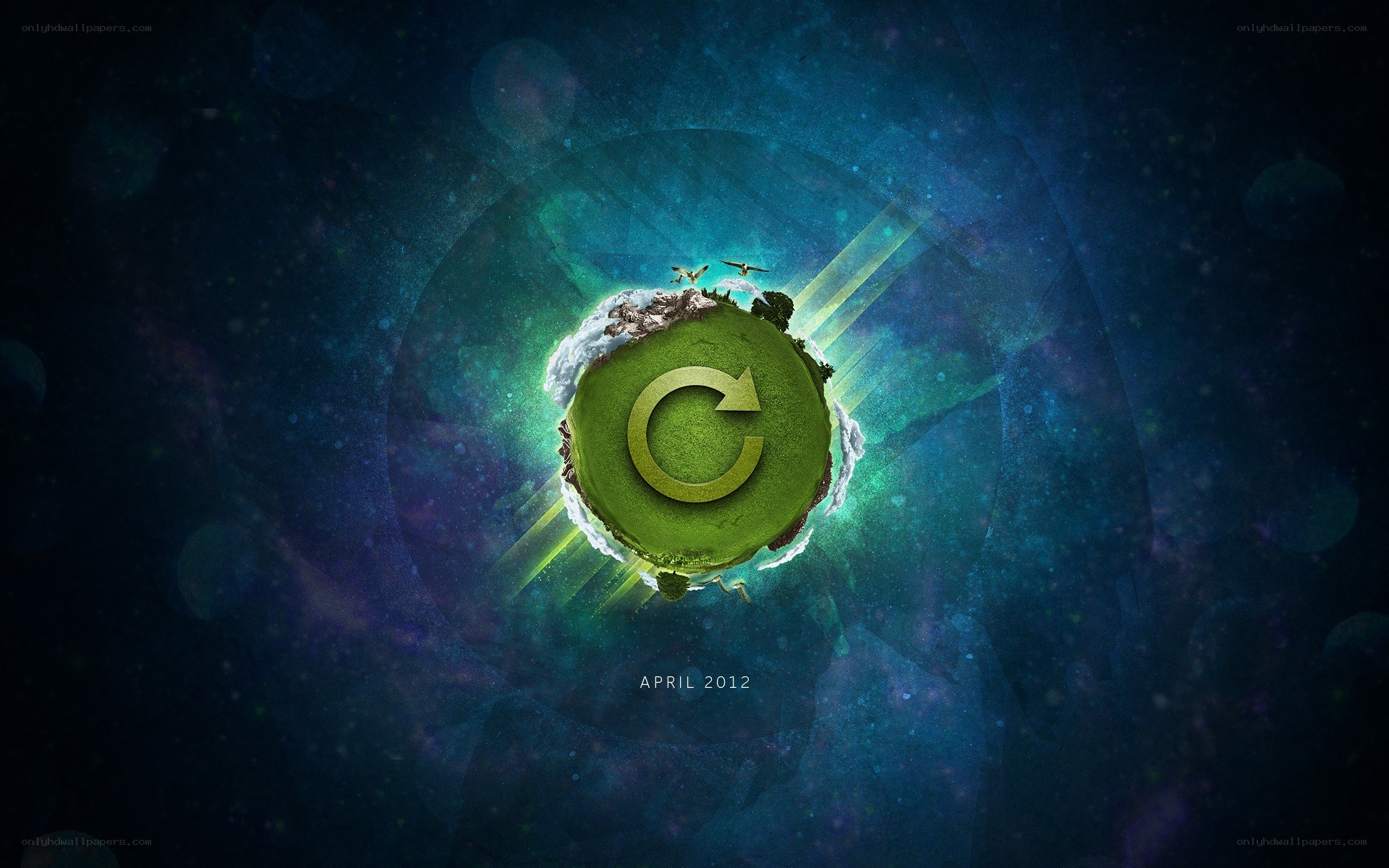 Earth with recycling symbol