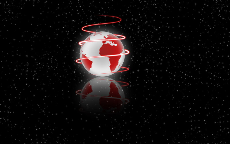 Earth with red energy rings