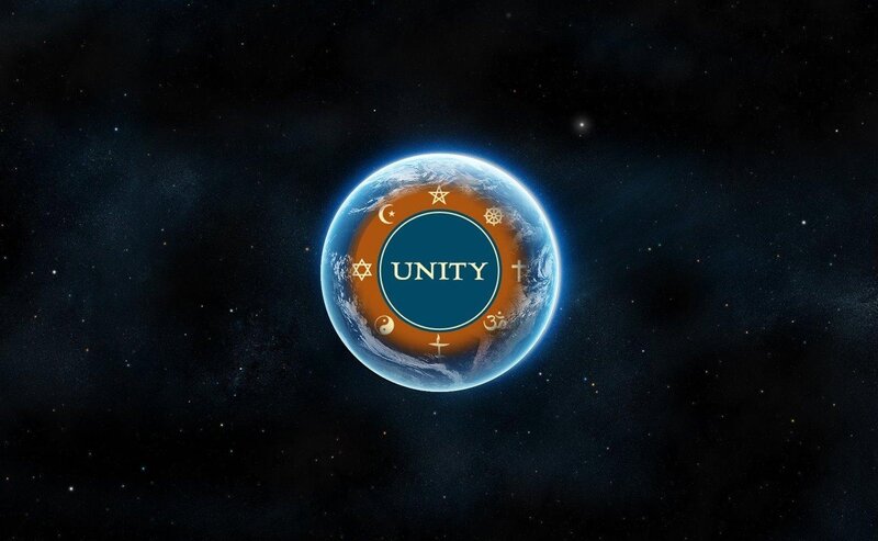 Earth with Religious Symbols — Blue