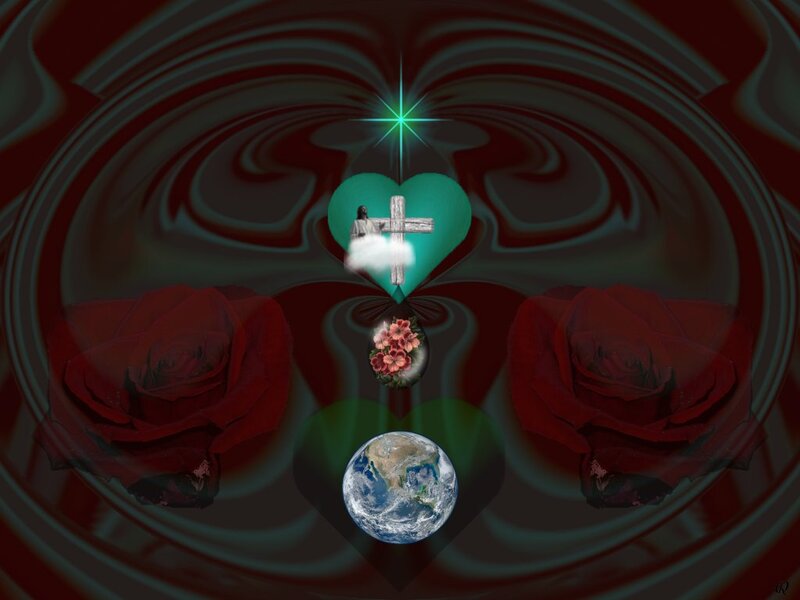 Earth with Religious Symbols — Red