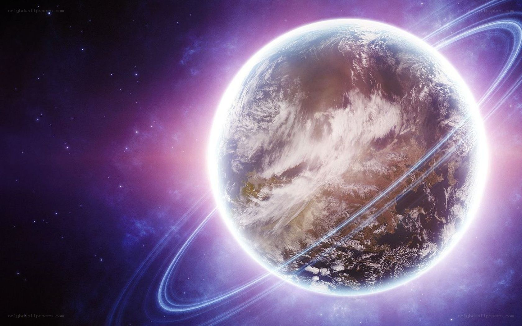 Earth with rings in space