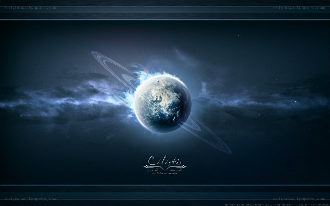 Earth with rings in space