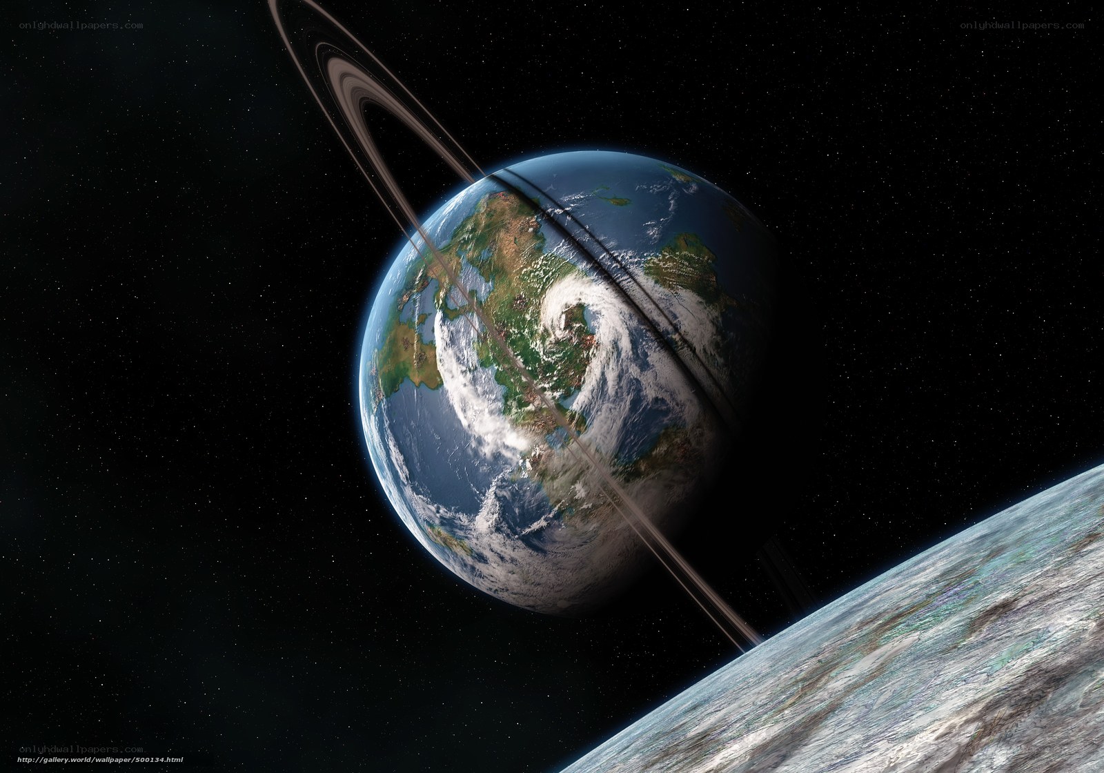 Earth with rings in space