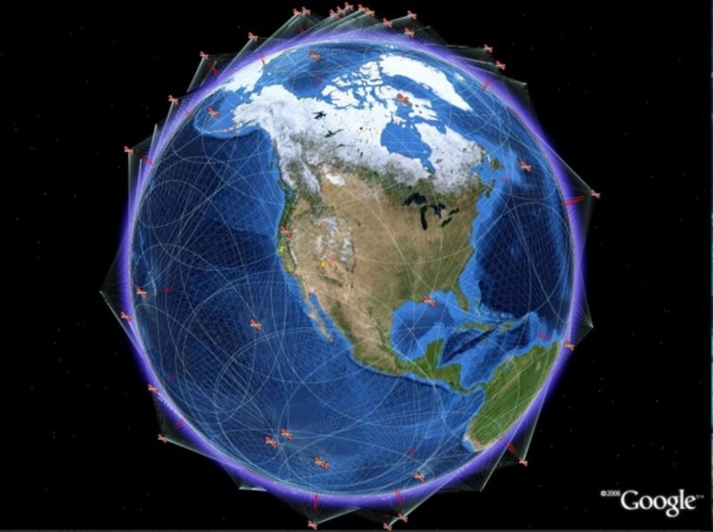 Earth with satellite network