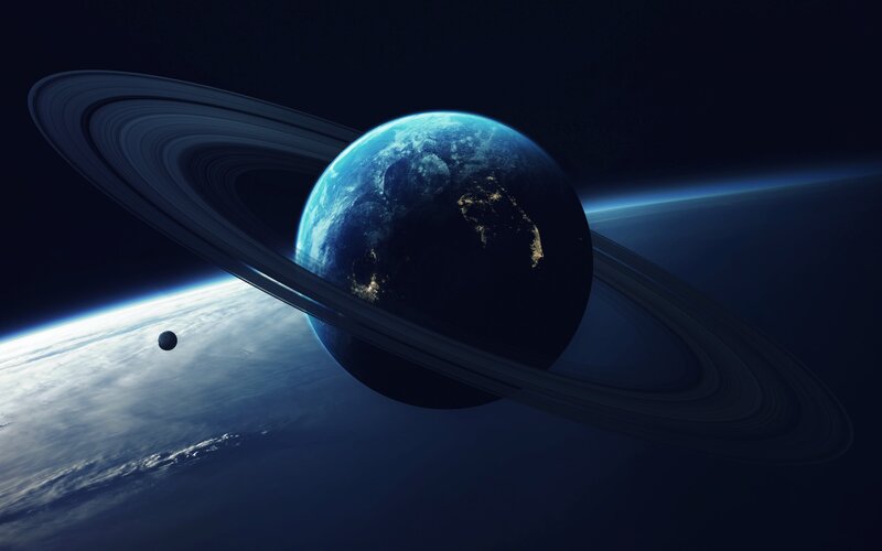 Earth with Saturn Rings