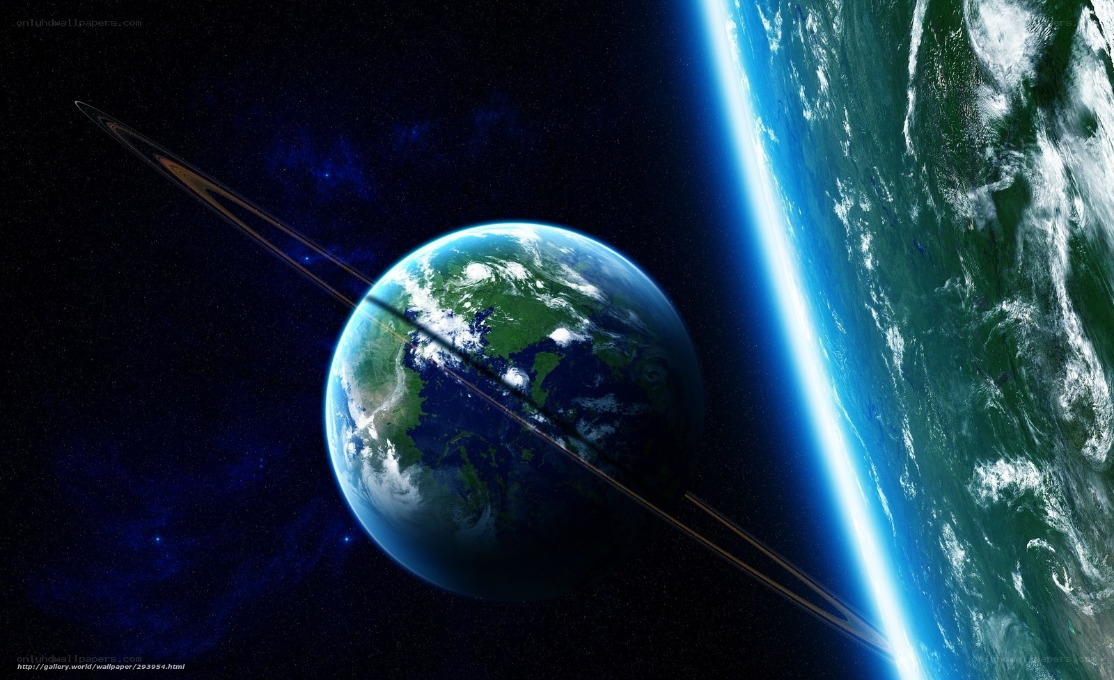 Earth with Saturn's rings