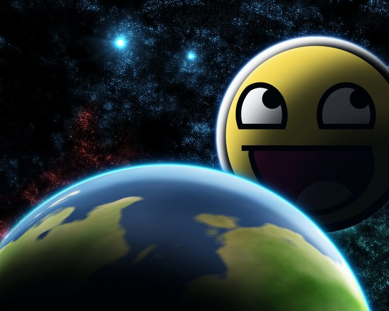 Earth with smiley face
