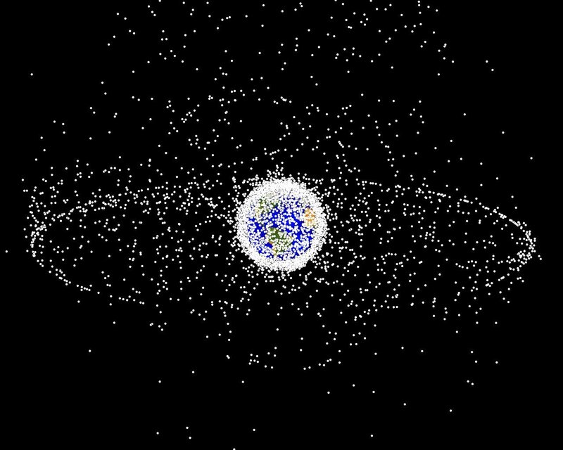 Earth with Space Debris — Black