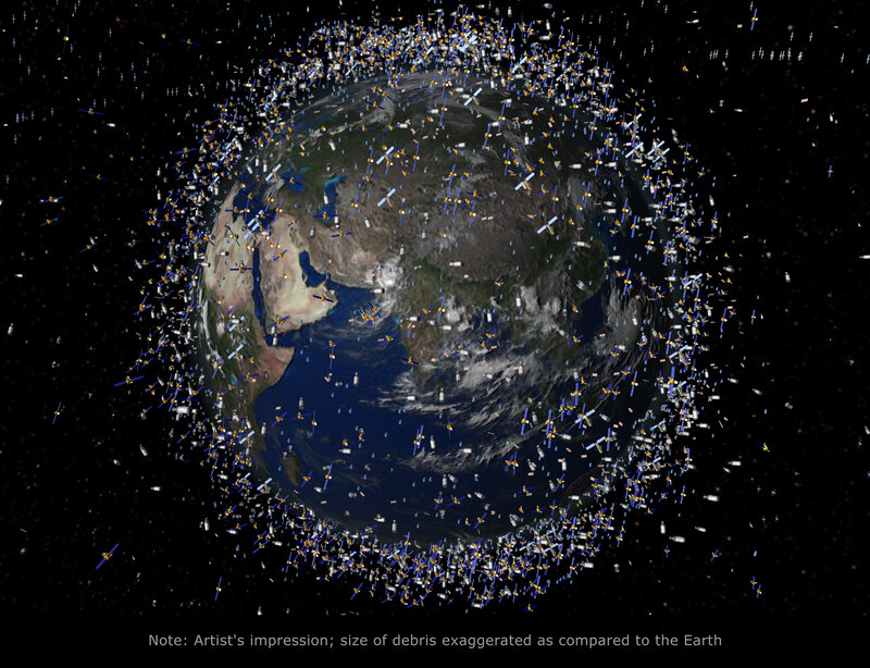 Earth with Space Debris — Blue