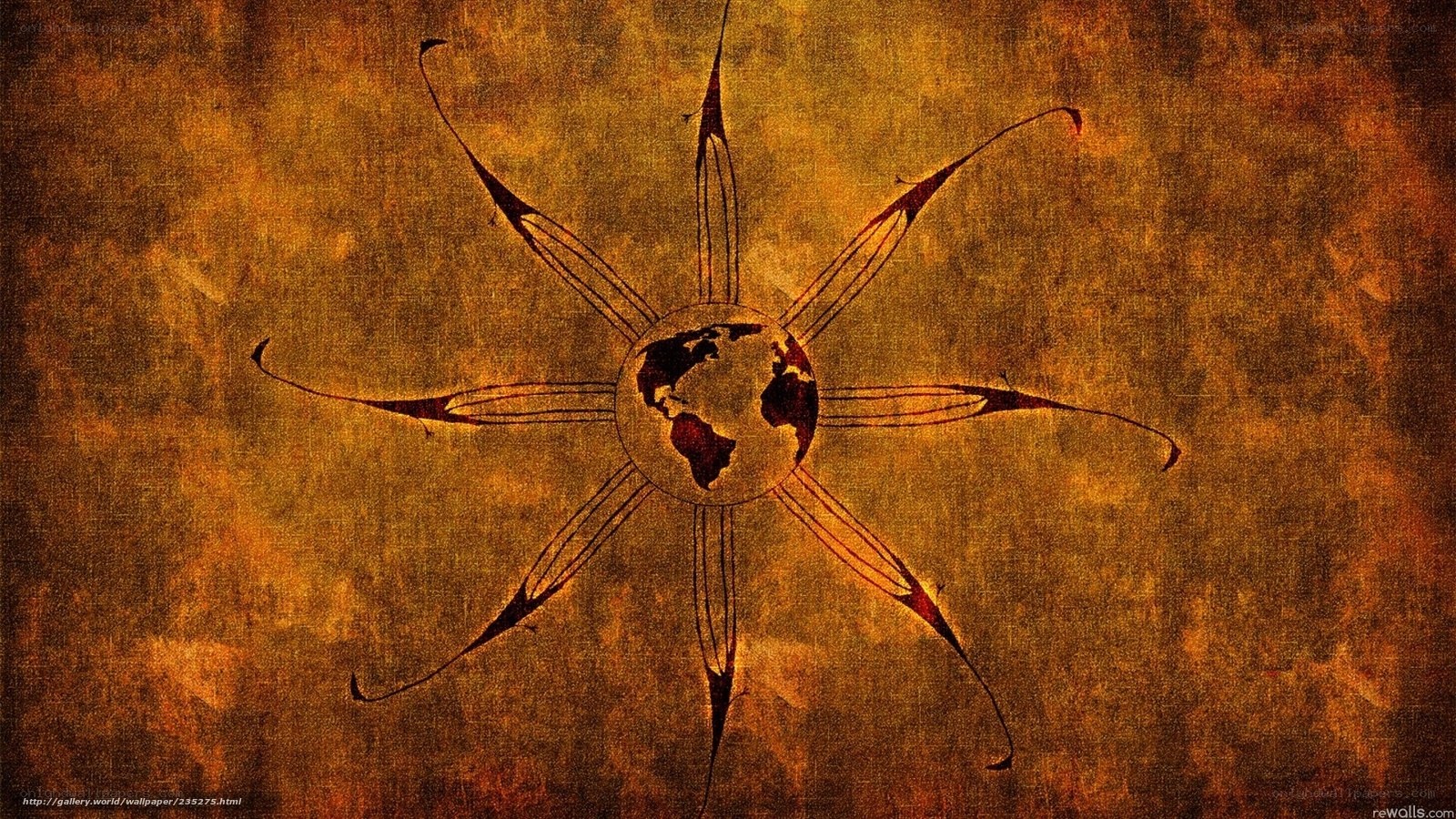Earth with sun rays