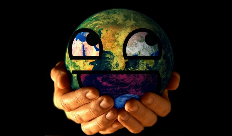 Earth with surprised face