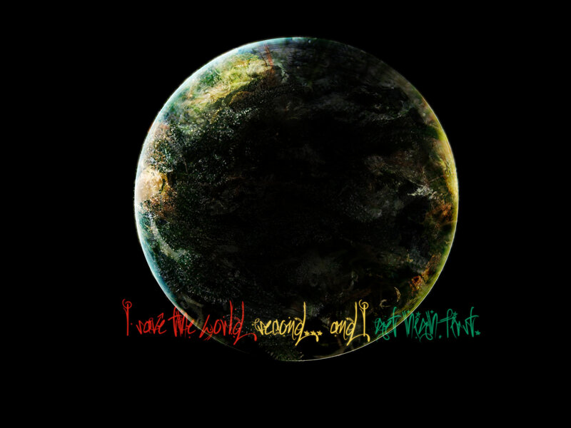 Earth with text overlay
