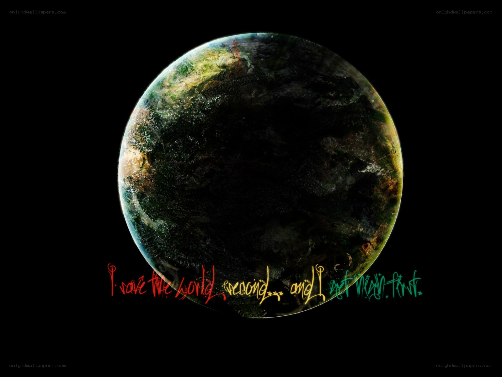 Earth with text overlay