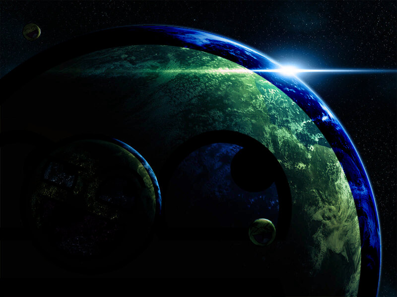 Earth with troll face overlay