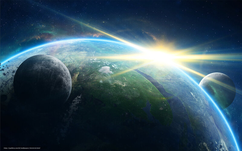 Earth with Two Moons — Blue, Dramatic
