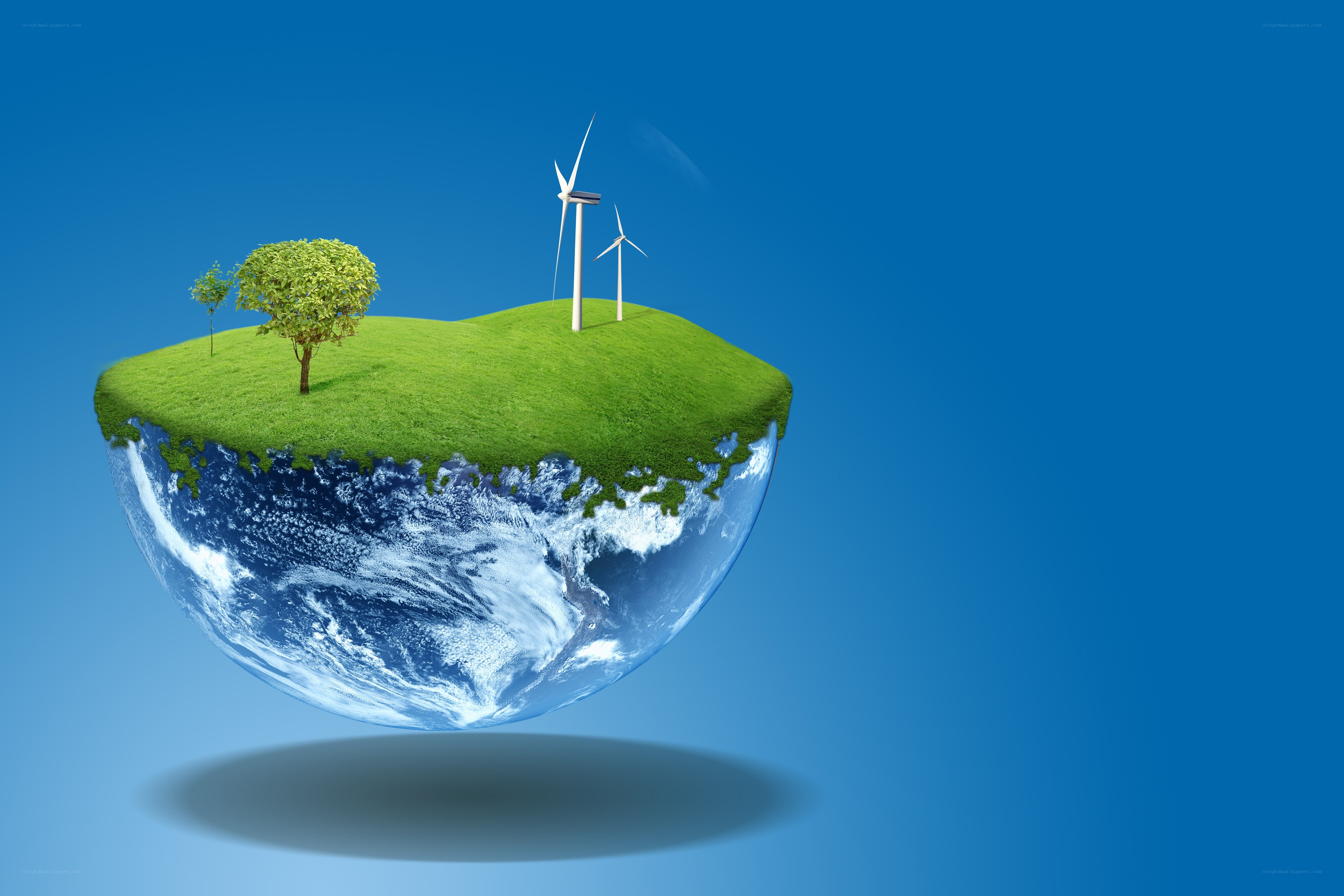Earth with wind turbines