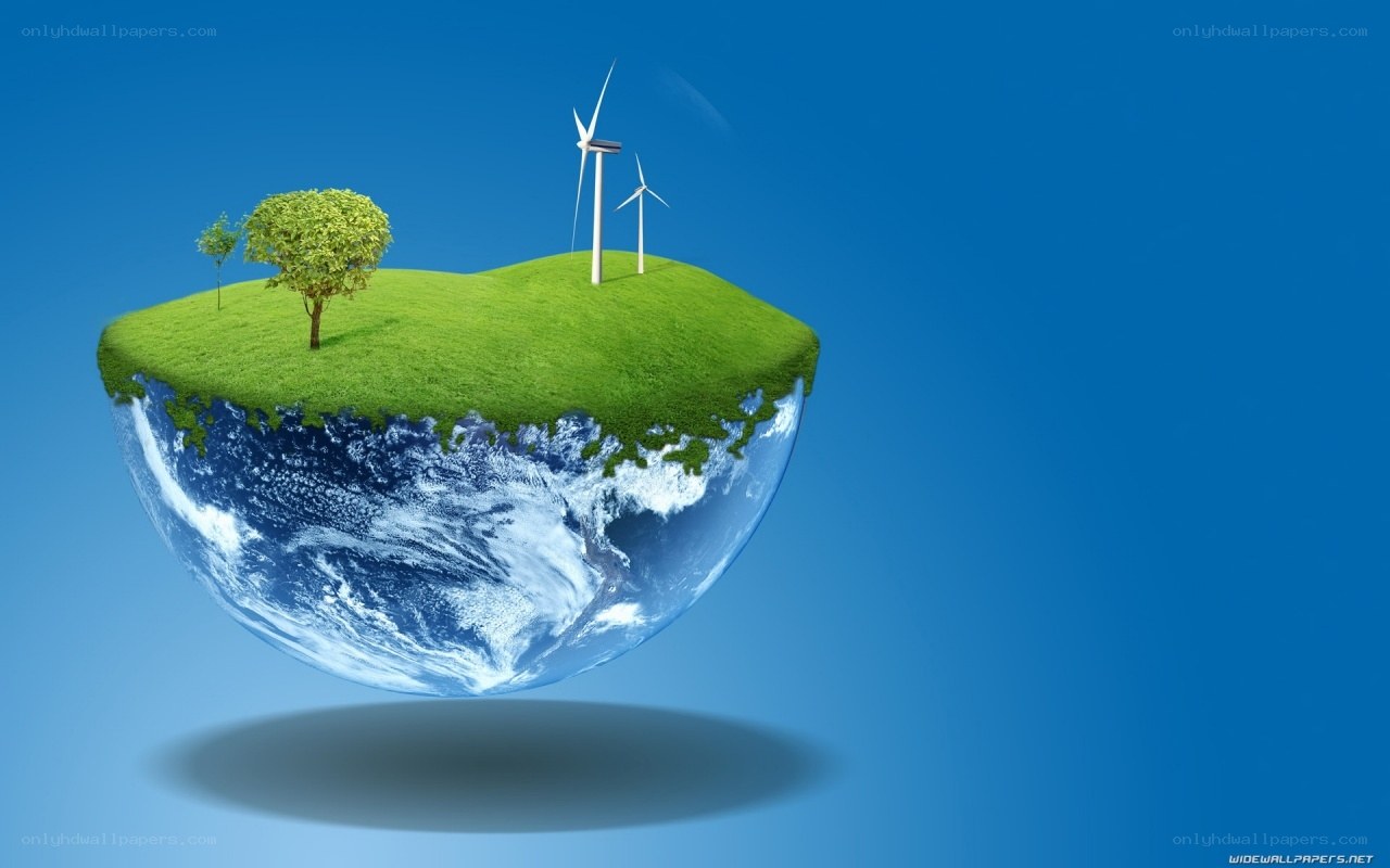 Earth with wind turbines