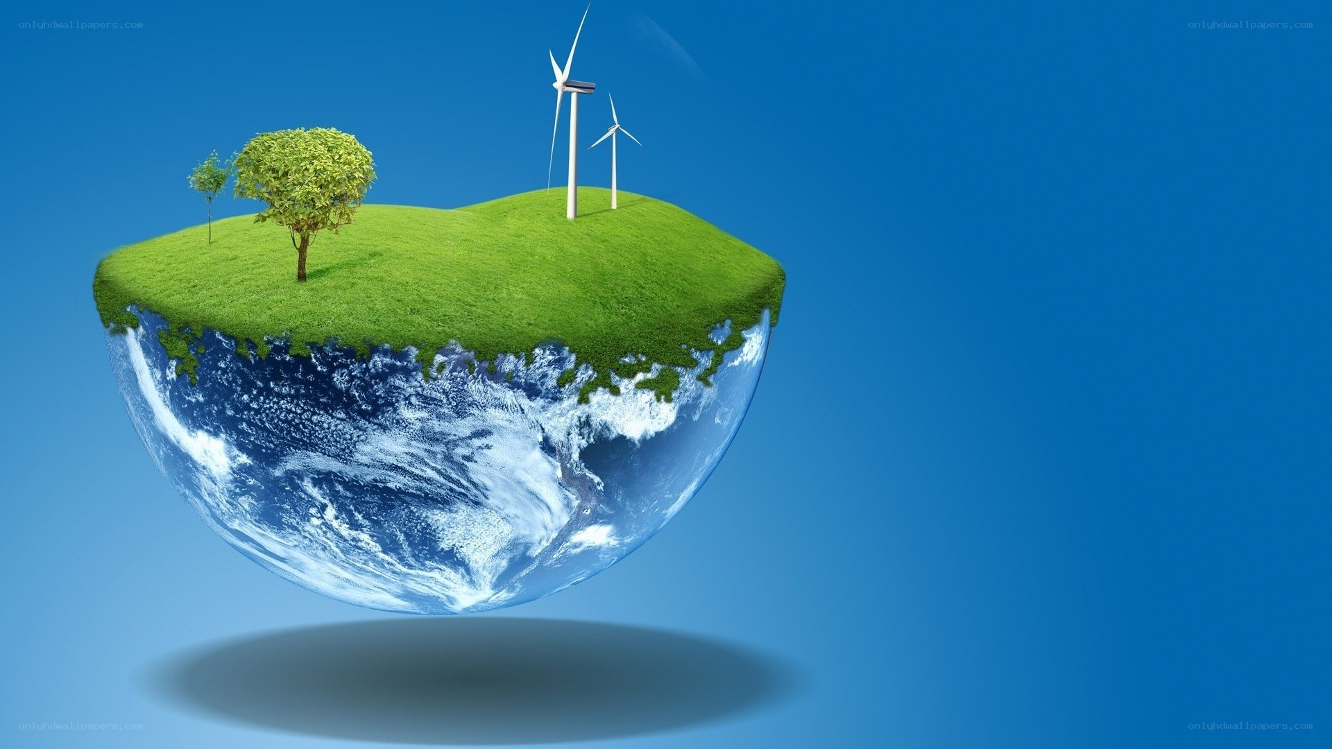 Earth with wind turbines