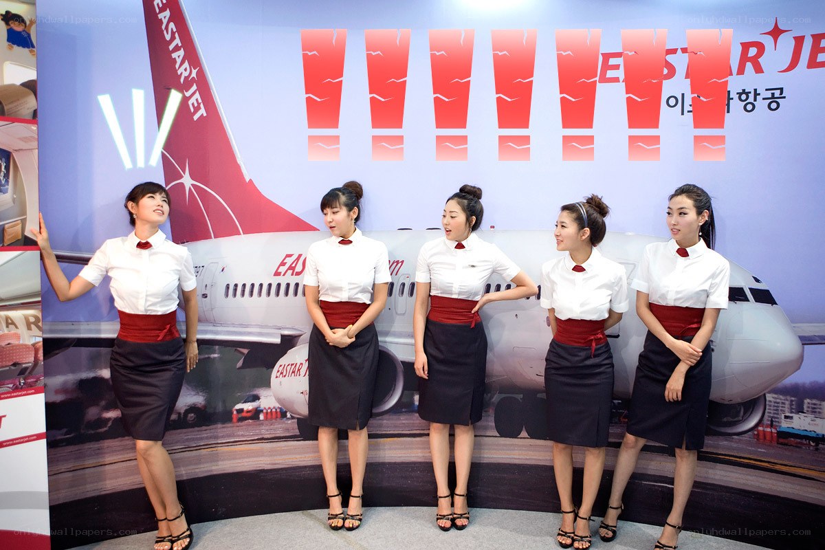 Eastar Jet flight attendants at event