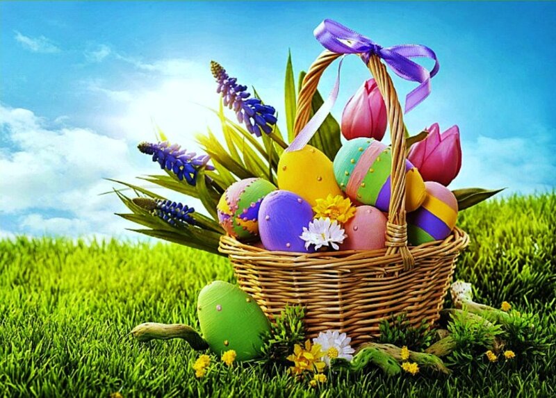 Easter Basket in Grass — Green, Festive