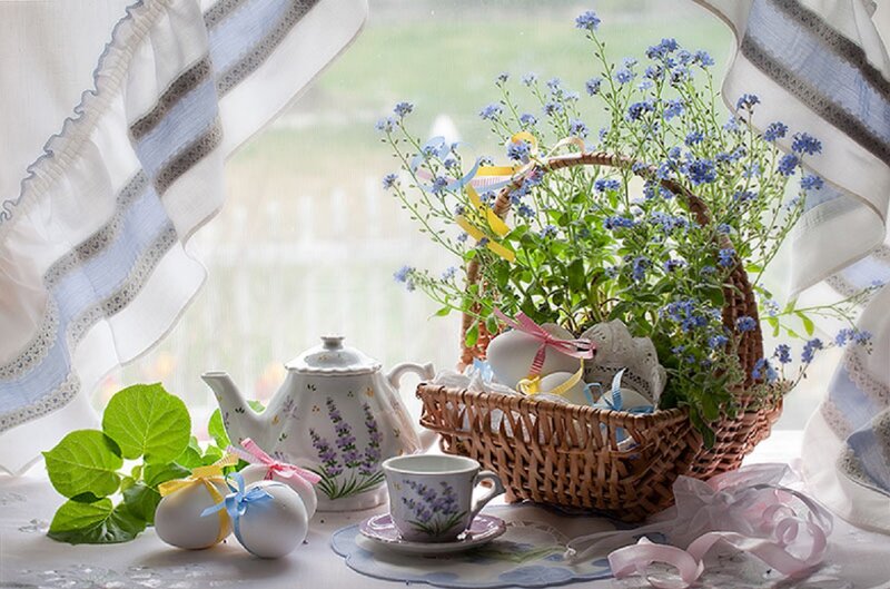 Easter Basket on Windowsill