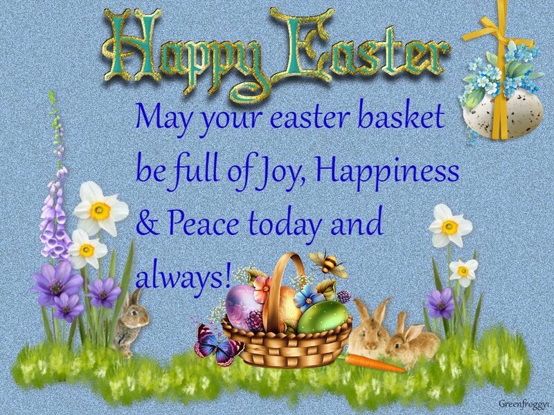 Easter Basket with Bunnies — Blue, Festive