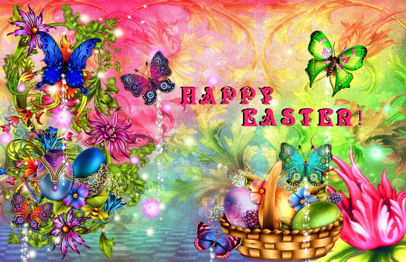 Easter Basket with Butterflies — Pink, Festive